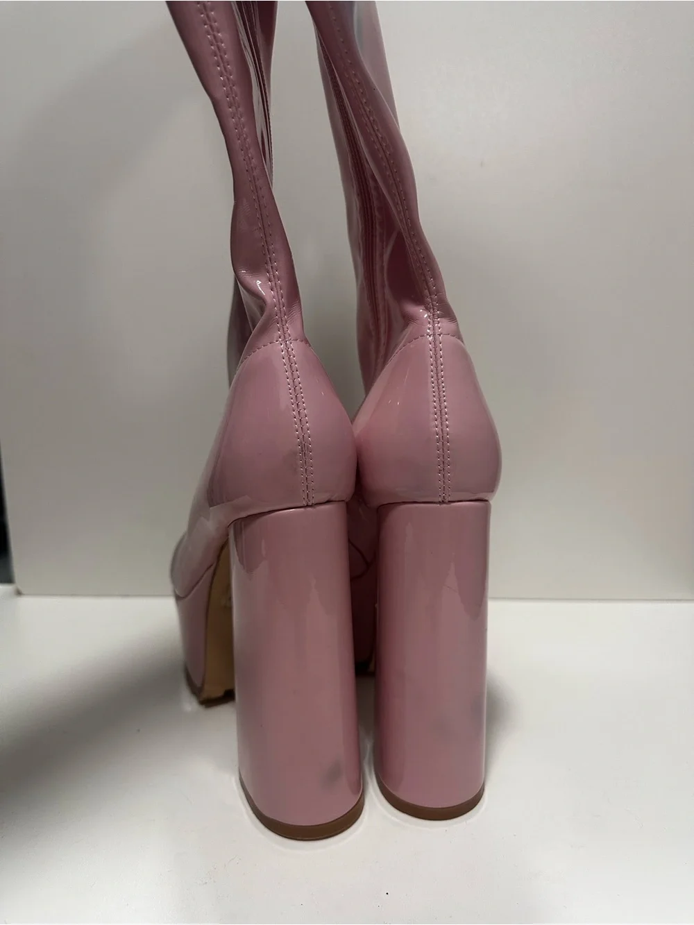 Azalea Wang Platform Knee-High Boots in Pink